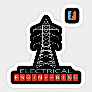 Electrical engineering text and logo with transmission tower image Sticker